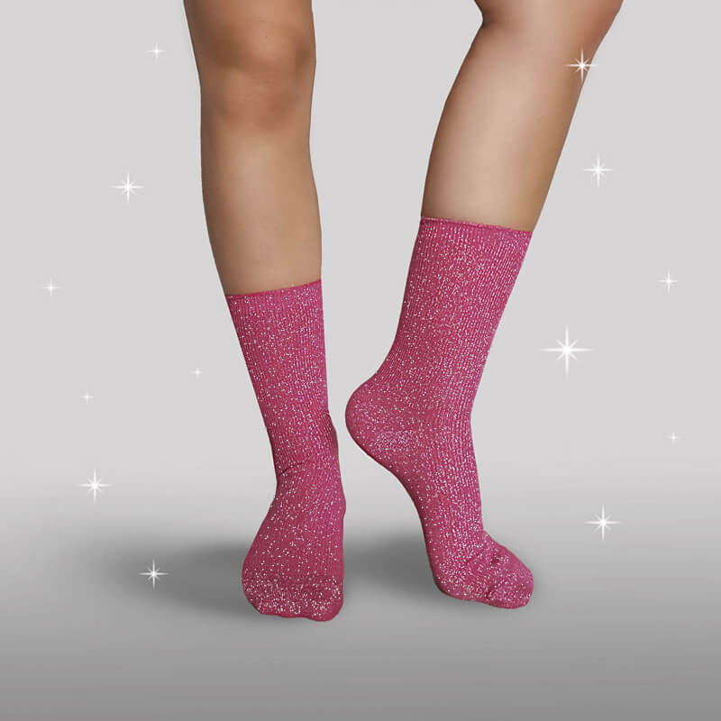 Pink Glimmer Strømper ← Køb glitter sokker – Glitterfox.dk