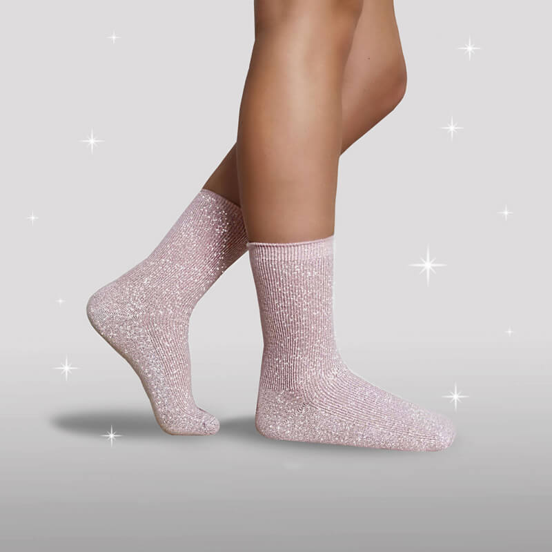 Peck Scully picnic Pink Glimmer Strømper ←Køb prinsesse-fine glitter sokker her – Glitterfox.dk