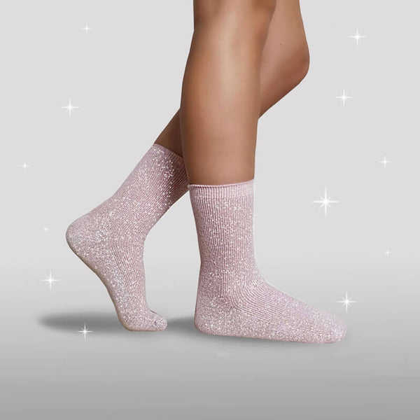 Pink Glimmer Strømper ←Køb glitter sokker her –